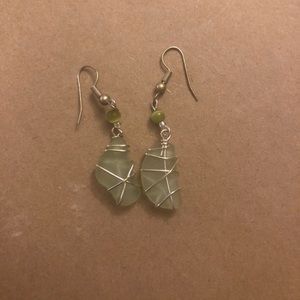 Handmade Drop Earrings w/ stone